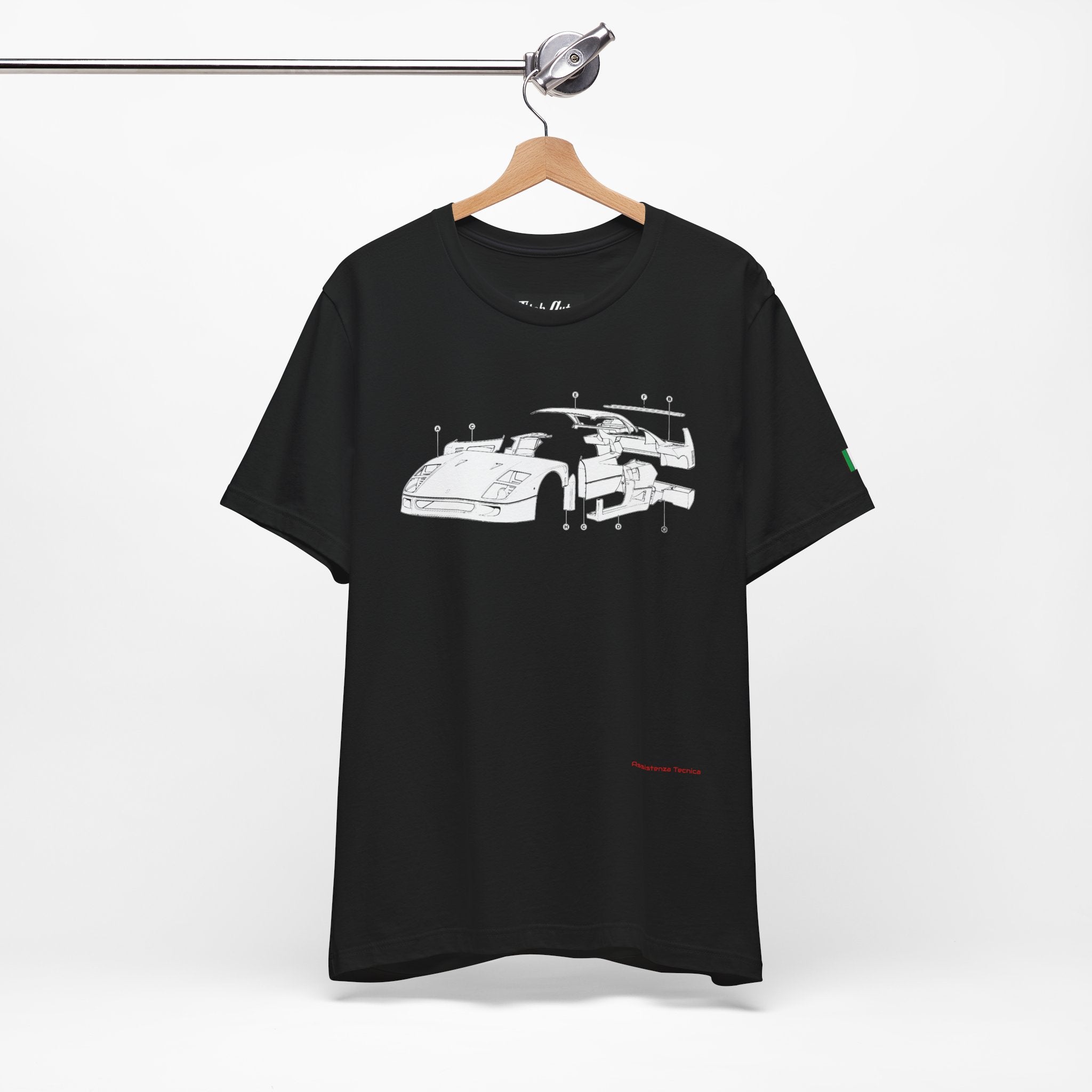 F40 Exploded View Unisex Short Sleeve T-Shirt Printify