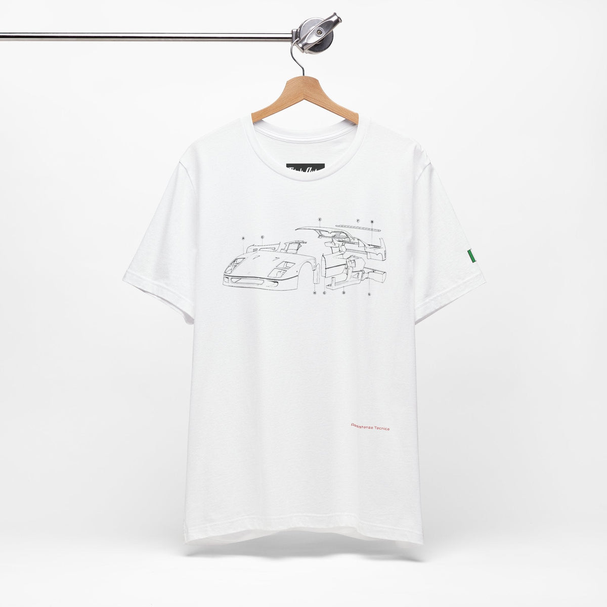 F40 Exploded View Unisex Short Sleeve T-Shirt Printify