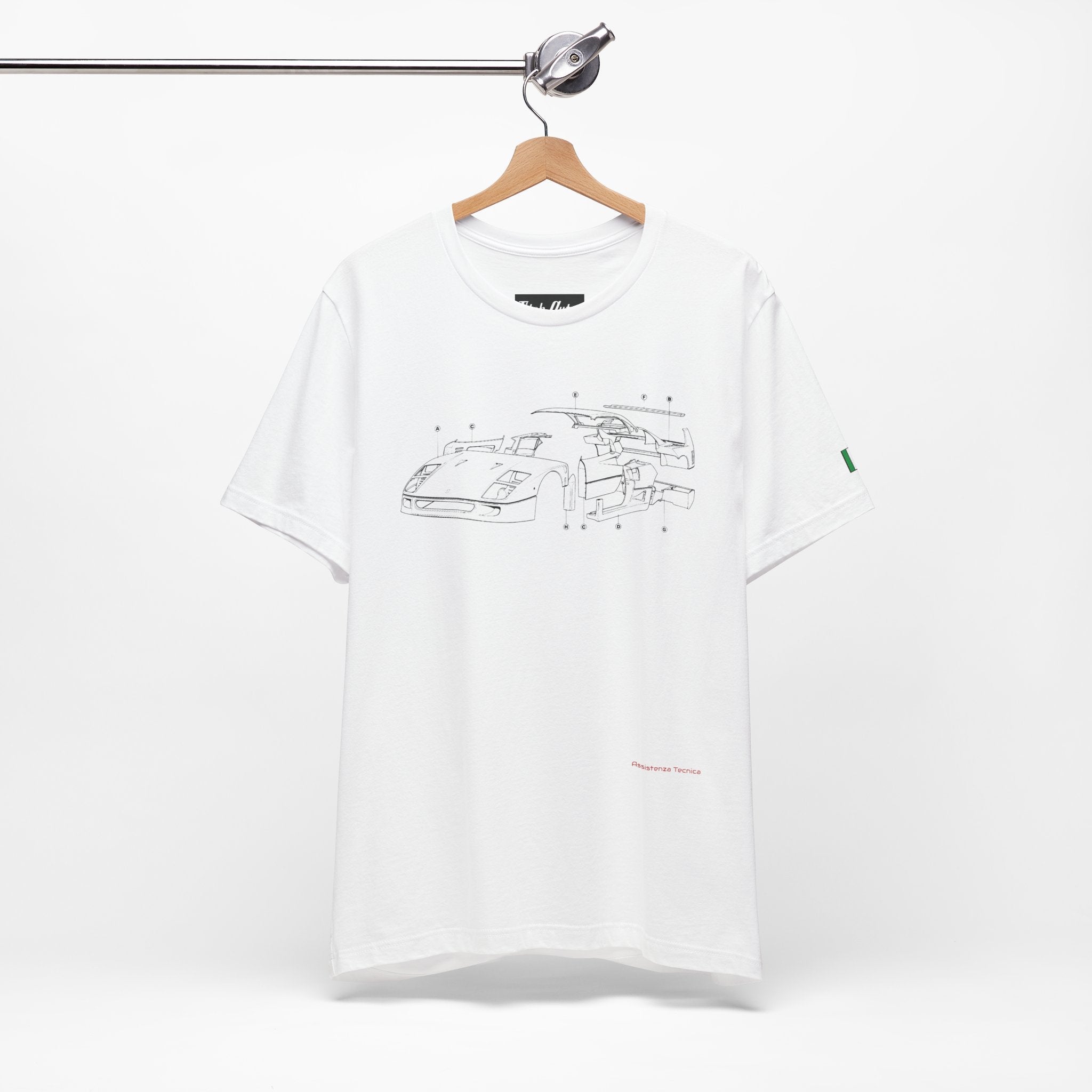 F40 Exploded View Unisex Short Sleeve T-Shirt Printify