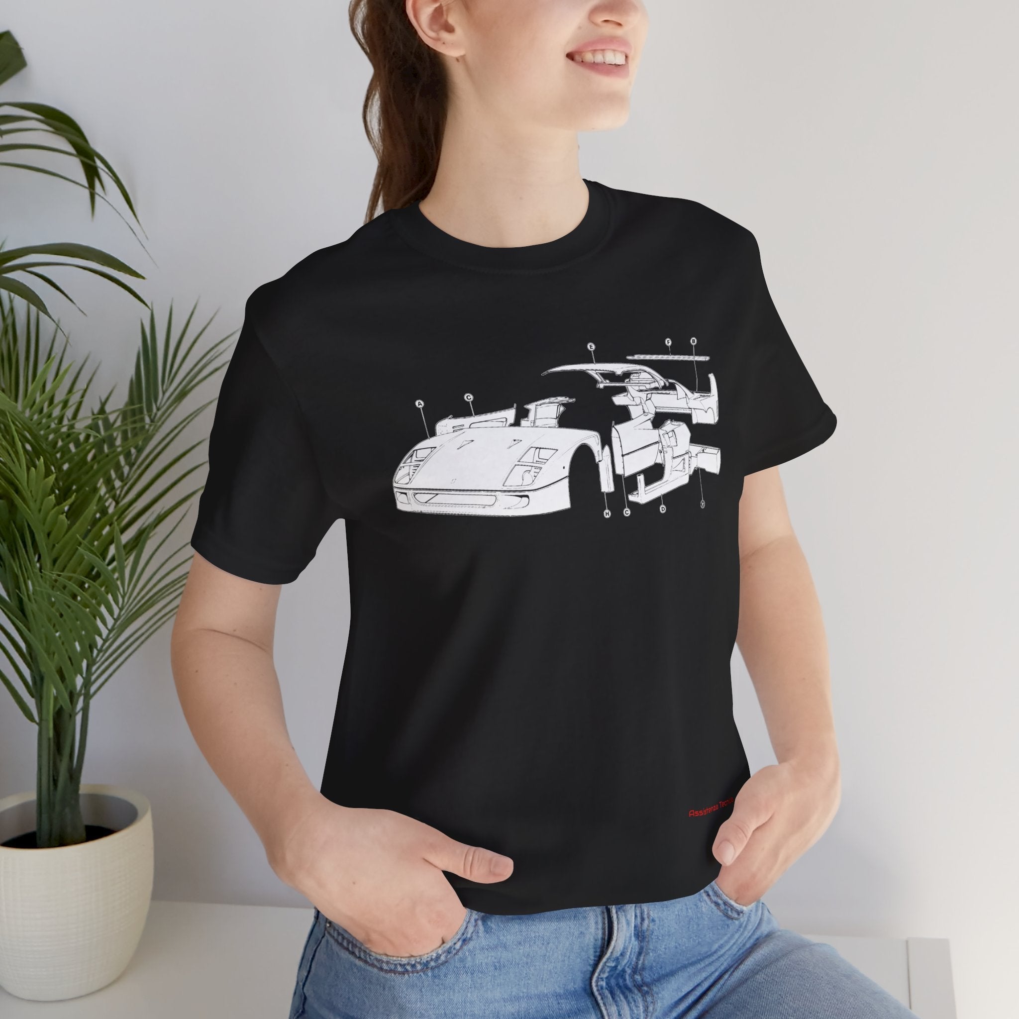 F40 Exploded View Unisex Short Sleeve T-Shirt Printify