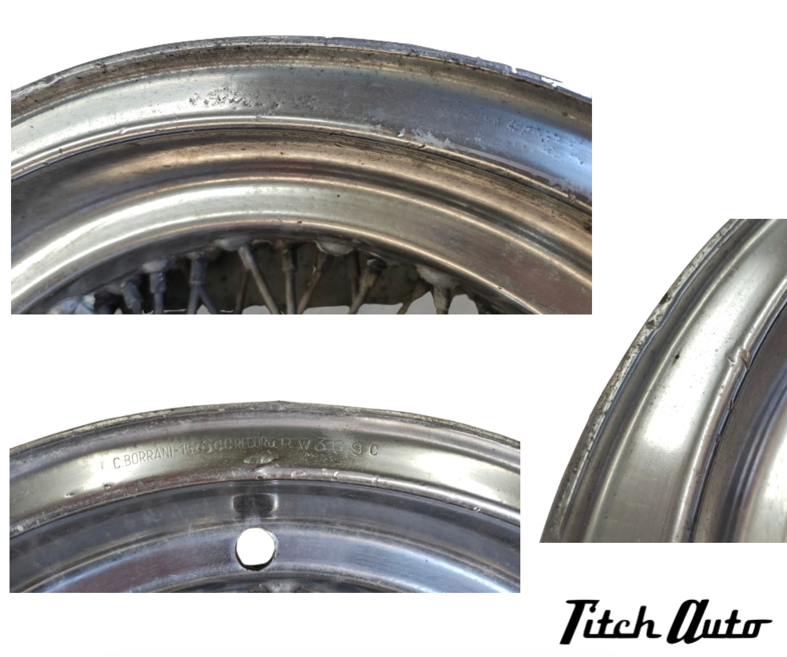 Ferrari 250 GTE USED Set of Borrani 3690  Rims TitchAuto