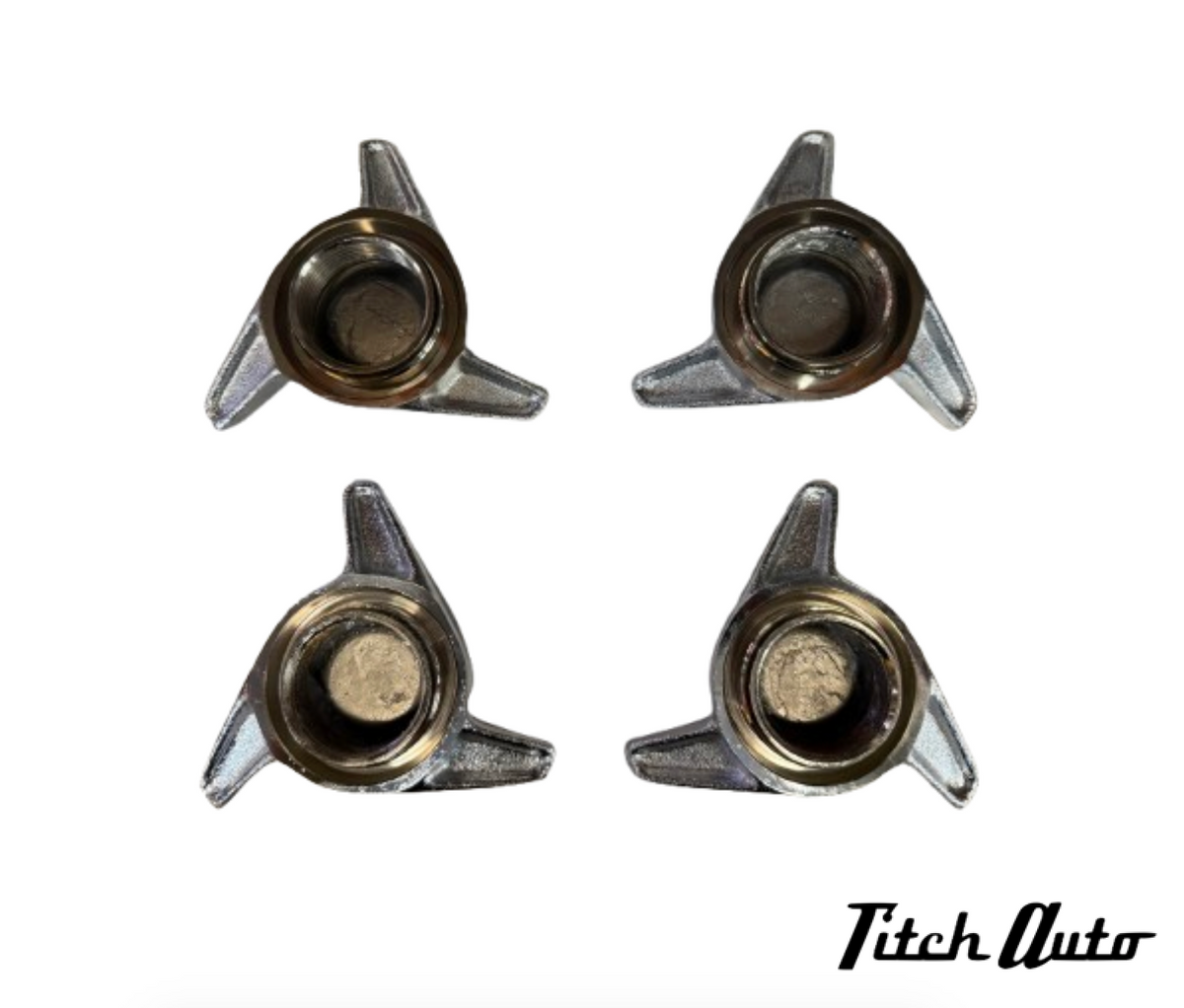 Ferrari 275/ 330/ 365 NEW Borrani Knock Off Center Cap Spinners Set TitchAuto