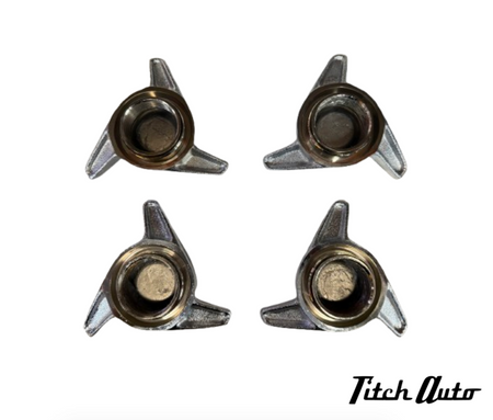 Ferrari 275/ 330/ 365 NEW Borrani Knock Off Center Cap Spinners Set TitchAuto