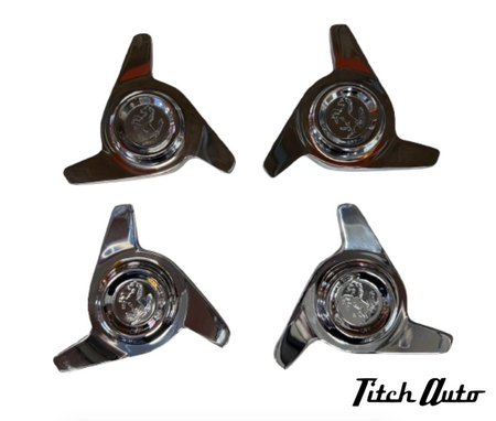 Ferrari 275/ 330/ 365 NEW Borrani Knock Off Center Cap Spinners Set TitchAuto