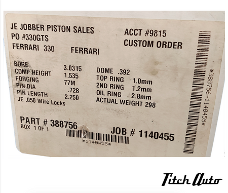 JE Jobber Sport Pistons Ferrari 330 - TitchAuto